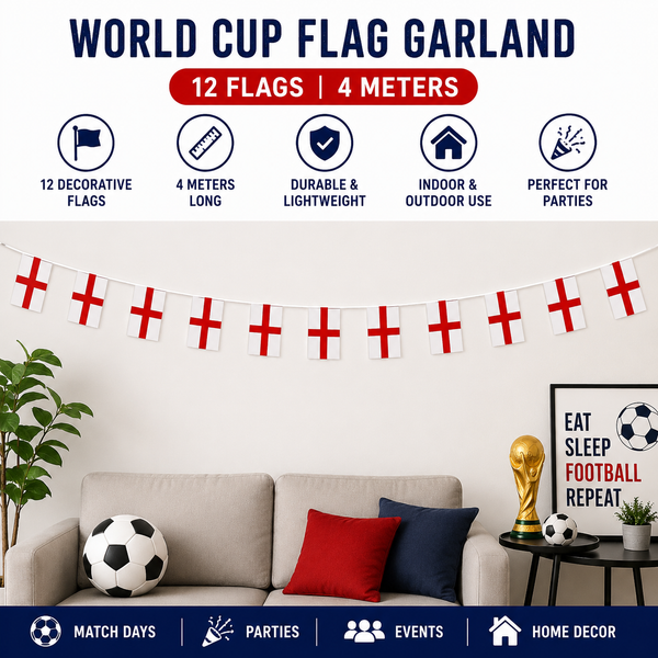 World Cup Flag Decoration (12 Flags /4 meters)