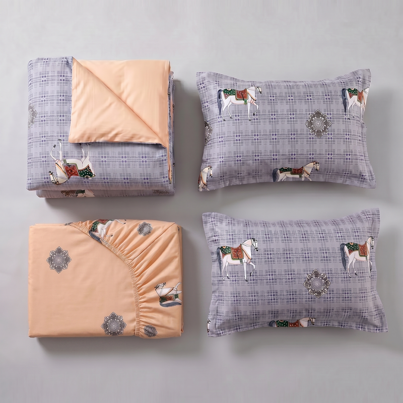 Lumière Pure Cotton Reversible Duvet Set  (220 Thread Count · 100% Cotton · Reversible Design)