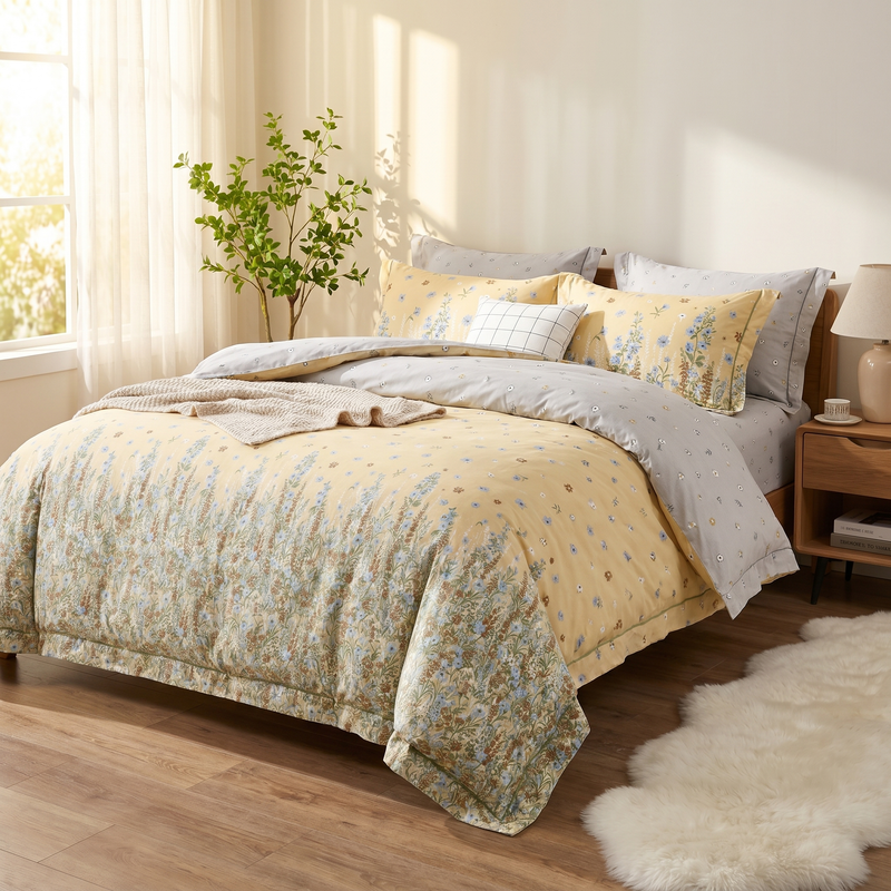 Lumière Pure Cotton Reversible Duvet Set  (220 Thread Count · 100% Cotton · Reversible Design)