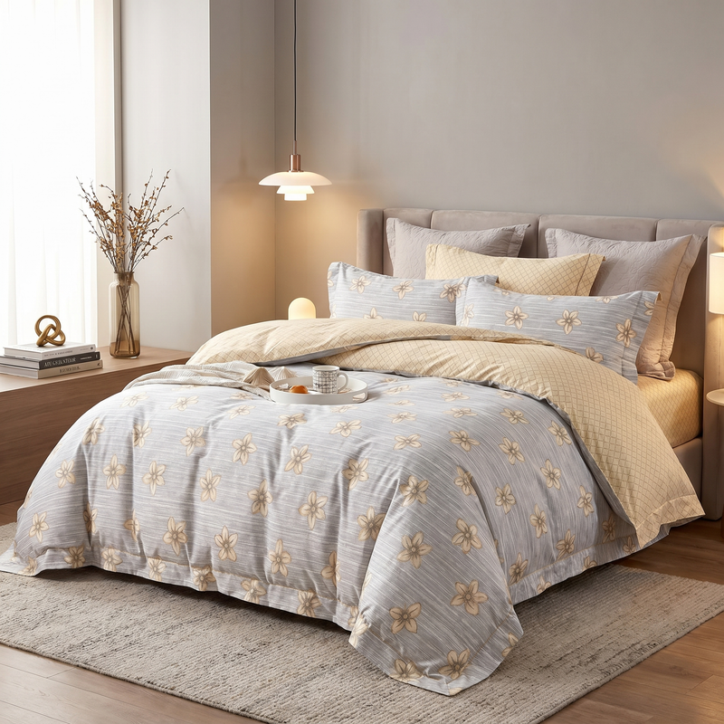 Lumière Pure Cotton Reversible Duvet Set  (220 Thread Count · 100% Cotton · Reversible Design)