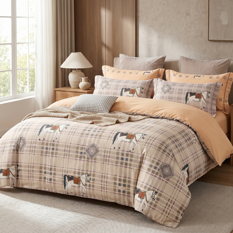 Lumière Pure Cotton Reversible Duvet Set  (220 Thread Count · 100% Cotton · Reversible Design)