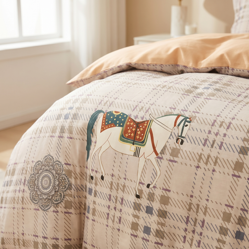 Lumière Pure Cotton Reversible Duvet Set  (220 Thread Count · 100% Cotton · Reversible Design)