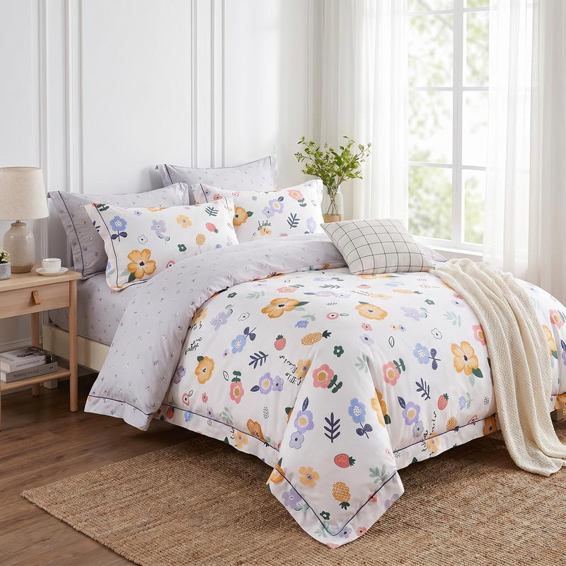 Lumière Pure Cotton Reversible Duvet Set  (220 Thread Count · 100% Cotton · Reversible Design)