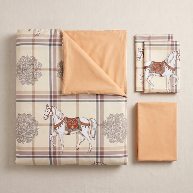 Lumière Pure Cotton Reversible Duvet Set  (220 Thread Count · 100% Cotton · Reversible Design)